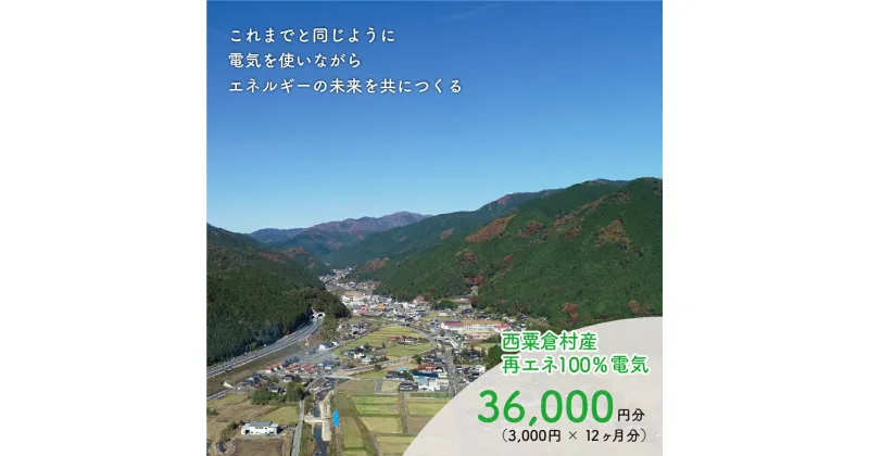 【ふるさと納税】電気料金 （3,000円×12ヶ月分） 百森でんき CO2フリー 地域電力 お礼の電気 脱炭素 ゼロカーボン 岡山県 西粟倉村 【まずは寄付のお申し込みを！】 e-vv-A03D