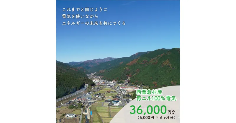 【ふるさと納税】電気料金 （6,000円×6ヶ月分） 百森でんき CO2フリー 地域電力 お礼の電気 脱炭素 ゼロカーボン 岡山県 西粟倉村 【まずは寄付のお申し込みを！】 e-vv-A04D