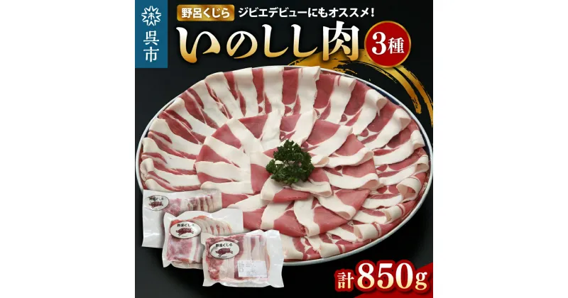 【ふるさと納税】【レビューキャンペーン】「野呂くじら」 いのしし肉 3パックセット（計850g）鍋用 牡丹肉 ぼたん鍋 いのしし汁 猪肉 ジビエ ロース うで もも 詰め合わせ 広島県 呉市