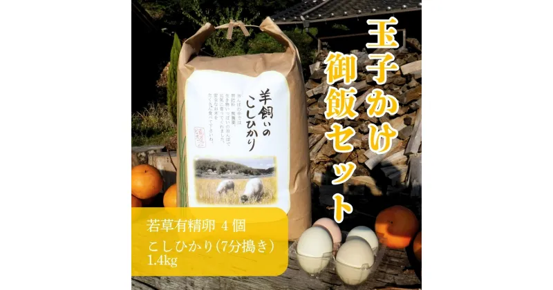 【ふるさと納税】若草有精卵と無農薬こしひかり1.4kg（7分搗き）の玉子かけ御飯セット 002015