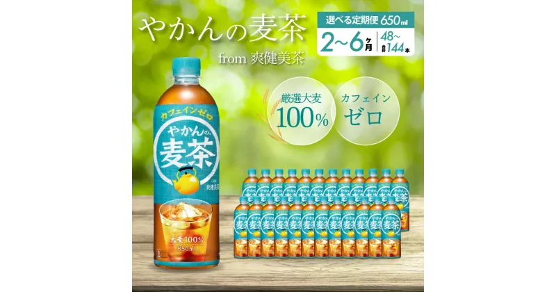 【ふるさと納税】【2～6ヶ月定期便】やかんの麦茶 from 爽健美茶 PET 650ml×24本 ペットボトル お茶 むぎ茶 飲料 カフェインゼロ 箱買い まとめ買い 防災 備蓄 014009-r