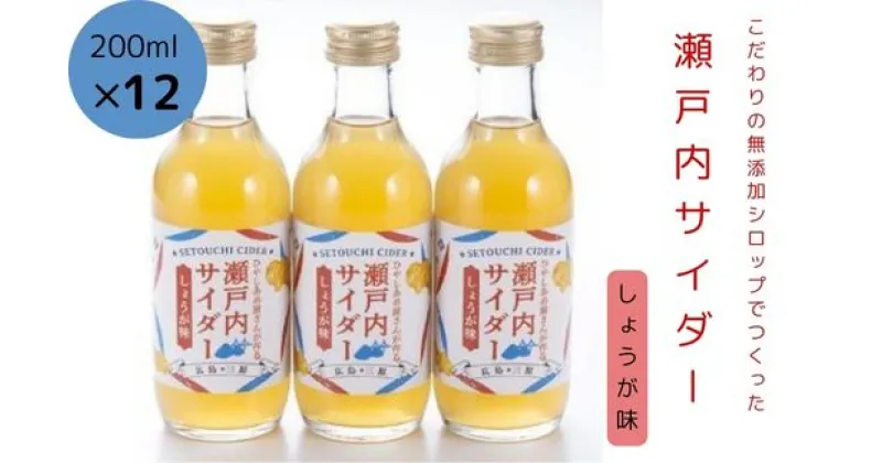 【ふるさと納税】瀬戸内サイダー(しょうが味)200ml×12本 瀬戸内 レモン ジュース ジンジャーエール はちみつ 生姜 飲料 無添加 炭酸飲料 まとめ買い 023008