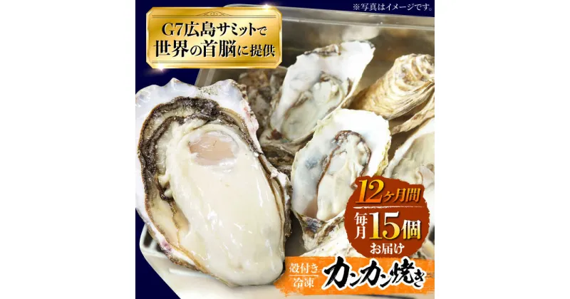 【ふるさと納税】【全12回定期便】厳選！広島 牡蠣 【冷凍】カンカン焼き 殻付き 15個入り 牡蠣 かんかん焼き かき 料理 海産物 簡単 レシピ 限定 瀬戸内 BBQ 魚介 江田島市/マルサ・やながわ水産[XBL024]