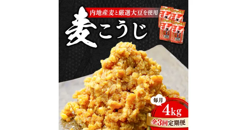 【ふるさと納税】【全3回定期便】毎日食べても飽きない！創業明治28年の伝統の味！ 田舎みそ（麦こうじ）1kg×4袋 安心 安全 料理 健康 朝食 酵素 発酵 簡単 レシピ 江田島市/瀬戸内みそ高森本店[XBW053]