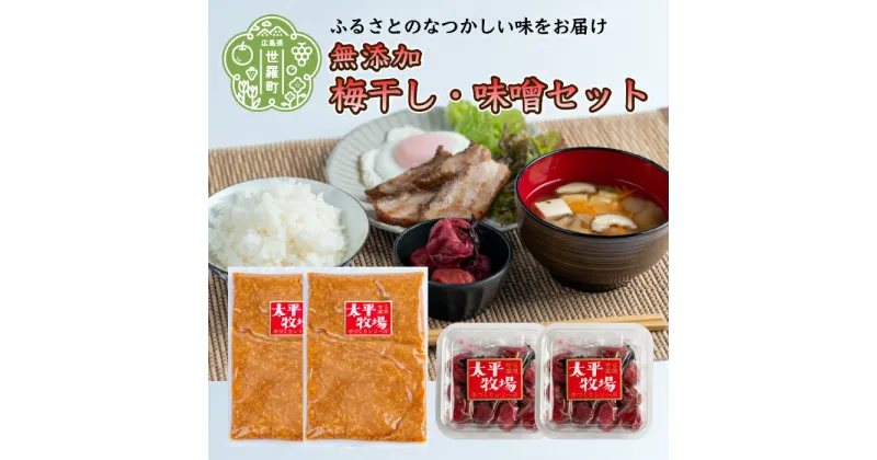 【ふるさと納税】 自家製梅干し&味噌セット(梅干し180g×2・味噌400g×2) 無着色 昔ながら すっぱい 梅 うめぼし しそ梅 手作り 梅干 味噌汁 セット A035-05