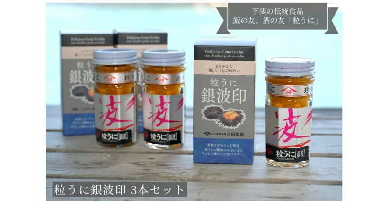 【ふるさと納税】 粒 うに 磯粒 ガゼウニ 銀波印 55g 3本 セット 常温 ギフト 贈答品 下関市 山口