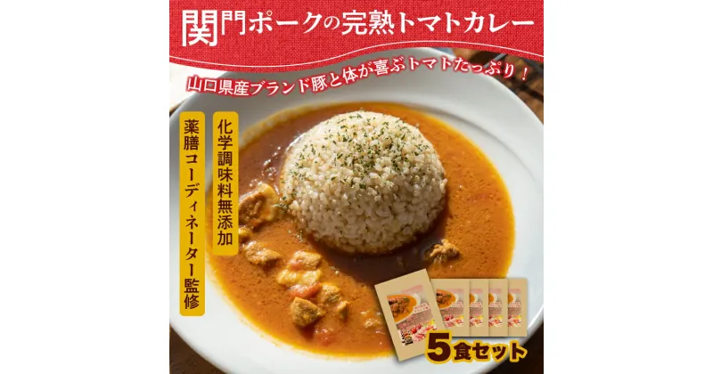 【ふるさと納税】 関門ポーク 完熟トマトカレー 170g x 5袋 無添加 ごはんのお供 山口県産 豚肉 下関市 山口 肉特集 父の日 母の日 ギフト プレゼント お中元 お歳暮 お盆 年末 年始 ご当地 カレー 夕食 晩御飯 お手軽 簡単 料理 いつでも 食べれる