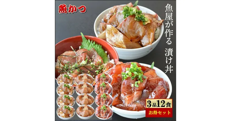 【ふるさと納税】 (冷凍) 漬け丼 3種×4パック 計12食セット 冷凍 真空パック 小分け 海鮮丼 海鮮セット 詰め合わせ 旬の鮮魚 コンパクト 福袋 1パック1人前 流水解凍 刺身 食感 お茶漬け お酒のアテ マグロ ブリ ハマチ ヒラマサ カンパチ アジ マトウダイ ヒラメ カツオ