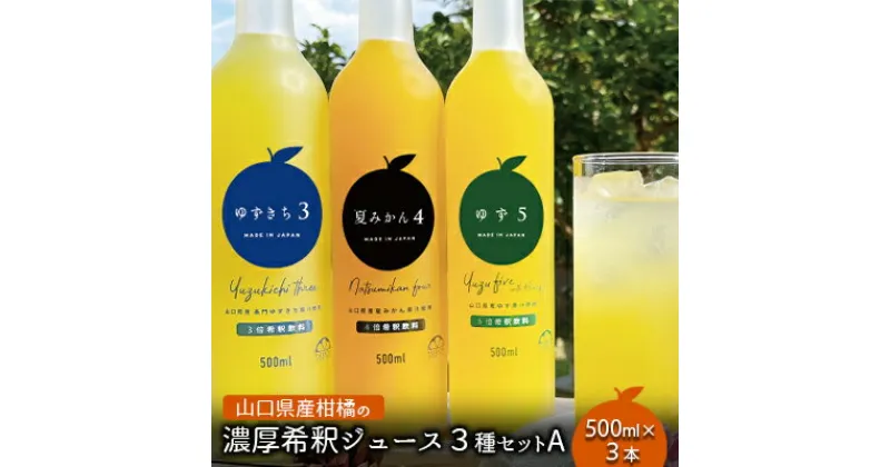 【ふるさと納税】 柑橘 ジュース 濃厚希釈 山口県産 3種セットA 500ml×3本 セット ギフト　 ジュース 柑橘 ゆず 夏みかん 柚子 希釈用 サワー ソフトドリンク ドレッシング ギフト 　お届け：2023年4月1日より順次出荷。