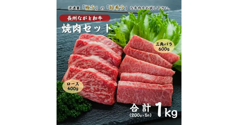 【ふるさと納税】長州ながと和牛「三角バラ焼き肉用・ロース焼肉用」600g 400g 合計1kg 大容量 小分け 牛肉 肉 焼き肉 焼肉 ギフト 贈り物 和牛 牛 ながと和牛 長門市 (1406)