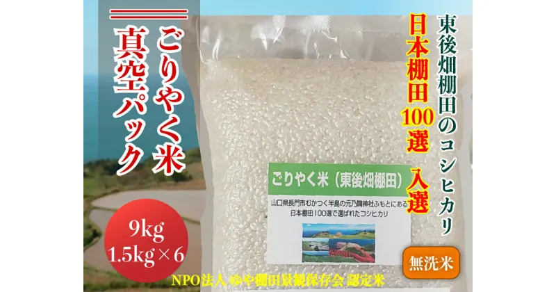 【ふるさと納税】 お米 米 こめ 無洗米 無洗米真空パック 白米 こしひかり コシヒカリ ごりやく米「東後畑棚田こしひかり」 無洗米 9kg (無洗米真空パック1.5kg×6個) 小分け 真空 真空パック おにぎり 棚田 棚田米 長門市 (1352)