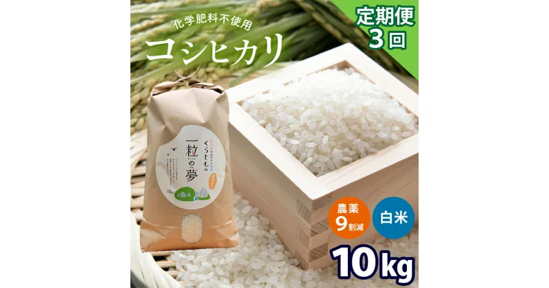 【ふるさと納税】【定期便3回】 農薬9割減・化学肥料不使用 コシヒカリ 10kg×3(1ヵ月毎×3回)｜ 有機農産物認証推進協会認定 精米 お米 米 こしひかり 農薬減 美祢市 山口県 秋芳 カルスト台地 湧き水 ミネラル 結び家 くらとも