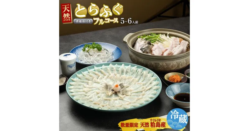 【ふるさと納税】【期間限定・数量限定】 ふぐ料理専門店 『栄ふく』 粭島（すくもじま）産 天然 とらふぐフルコース（5～6人前）青磁皿33cm付 | 魚 お魚 さかな 食品 人気 おすすめ 送料無料