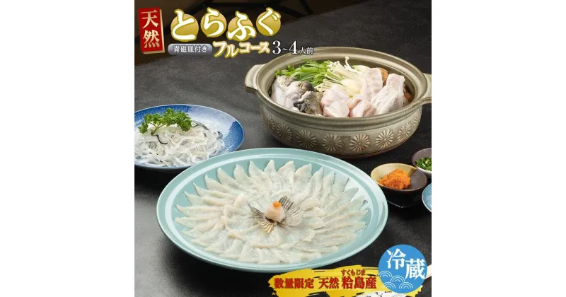 【ふるさと納税】【期間限定・数量限定】 ふぐ料理専門店 『栄ふく』 粭島（すくもじま）産 天然 とらふぐフルコース（3～4人前）青磁皿30cm付 | 魚 お魚 さかな 食品 人気 おすすめ 送料無料