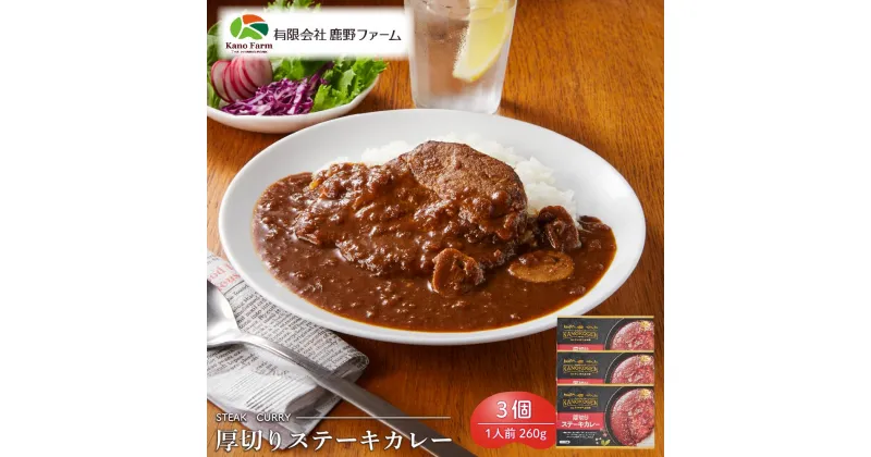 【ふるさと納税】鹿野ファーム 厚切りステーキカレー 3個セット | 惣菜 肉 お肉 にく 食品 山口県産 人気 おすすめ 送料無料 ギフト