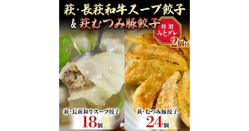 【ふるさと納税】萩・長萩和牛スープ餃子×18個 萩むつみ豚餃子×24個 特製みそダレ付 長萩和牛 和牛 スープ餃子 むつみ豚 餃子豚肉 小分け 惣菜 おかず おつまみ 肴 ご当地 グルメ 食品 F6L-610