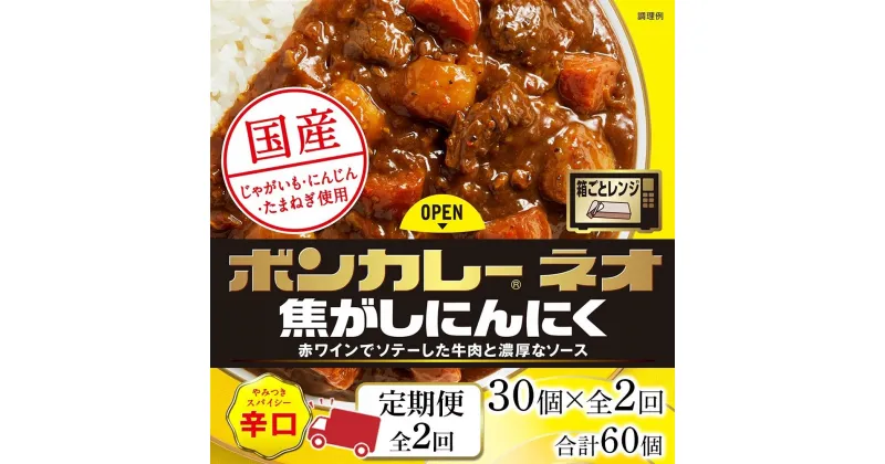 【ふるさと納税】【定期便 全2回】ボンカレーネオ 焦がしにんにく やみつきスパイシー(辛口)　30個×2回　計60個 | 食品 加工食品 人気 おすすめ 送料無料