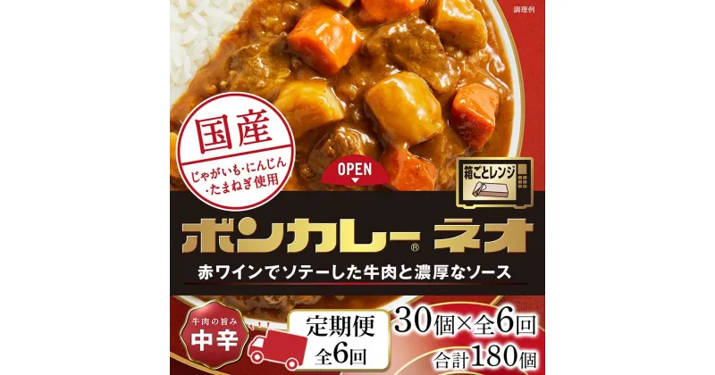 【ふるさと納税】【隔月定期便 全6回】ボンカレーネオ 牛肉の旨み(中辛)　30個×6回　計180個 | 食品 加工食品 人気 おすすめ 送料無料