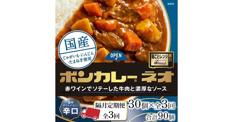 【ふるさと納税】【隔月定期便 全3回】ボンカレーネオ 濃厚デミスパイシー(辛口)　30個×3回　計90個 | 食品 加工食品 人気 おすすめ 送料無料