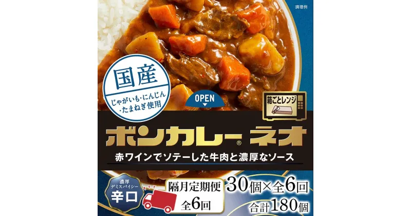 【ふるさと納税】【隔月定期便 全6回】ボンカレーネオ 濃厚デミスパイシー(辛口)　30個×6回　計180個 | 食品 加工食品 人気 おすすめ 送料無料