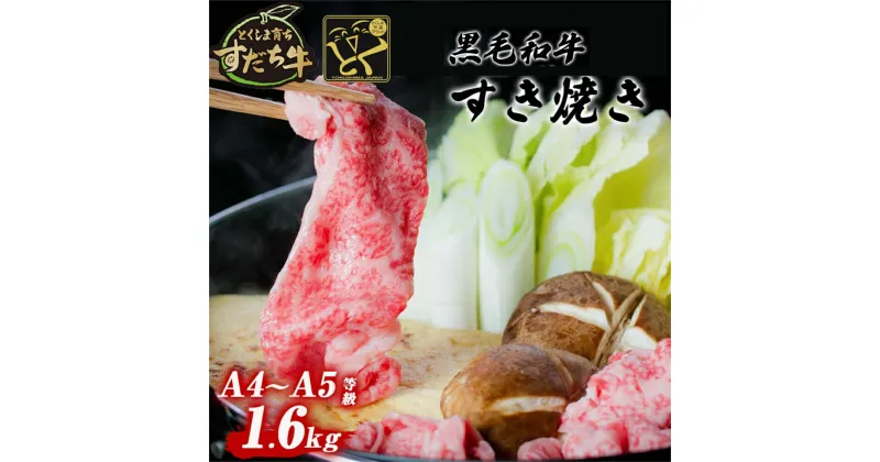 【ふるさと納税】黒毛和牛 すだち牛 1600g すき焼き用 ｜ 1.6kg 赤身 国産 牛肉 冷凍 お肉 グルメ ギフト 和牛 霜降り カット 小分け