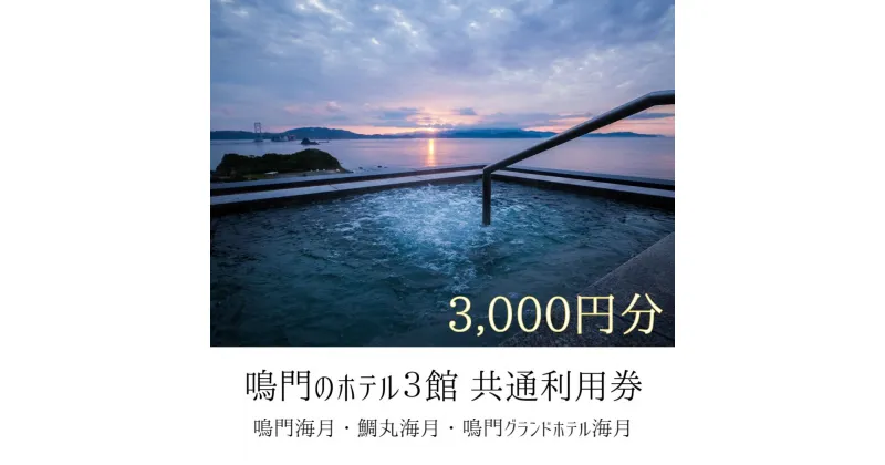 【ふるさと納税】鳴門のホテル3館（鳴門海月・鯛丸海月・鳴門グランドホテル海月）共通利用券（3,000円分） 人気 予約 旅行 宿泊 おすすめ 露天風呂 食事 観光 家族 カップル お土産 ホテル 徳島 鳴門 海水浴