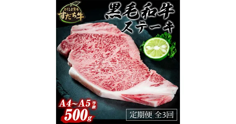 【ふるさと納税】 定期便 3回お届け すだち牛黒毛和牛（ステーキ用）500g