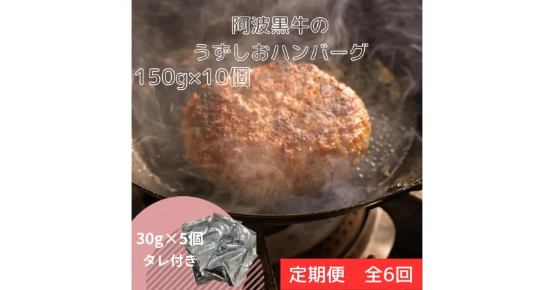 【ふるさと納税】定期便6回お届け 阿波黒牛のうずしおハンバーグ 150g×10個 合計9kg｜ 国産 ブランド 牛肉 冷凍 お肉 赤身 グルメ 国産牛 ブランド牛 交雑種 淡路産たまねぎ