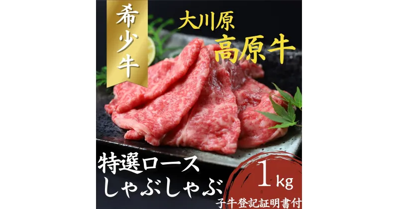 【ふるさと納税】大川原高原牛　特選ロースしゃぶしゃぶ　1kg［和牛 希少 佐那河内 さなごうち 大川原高原 牛肉 鍋 特選 ロース 贅沢 冷しゃぶ サラダ 牛丼 弁当 レシピ 冷凍 ギフト 贈答］