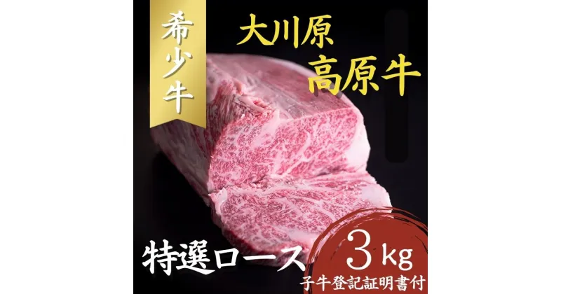 【ふるさと納税】大川原高原牛　特選ロース　3kg［和牛 希少 佐那河内 さなごうち 大川原高原 牛肉 鍋 特選 ロース 贅沢 ステーキ 焼肉 しゃぶしゃぶ すき焼き 牛丼 炒め物 ブロック肉 弁当 レシピ 冷凍 ギフト 贈答］