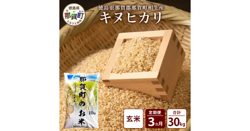 【ふるさと納税】【お米の定期便3回】那賀町のお米 キヌヒカリ (玄米) 10kg×3回 計30kg【徳島県 那賀町 相生 国産 玄米 キヌヒカリ 10kg 10キロ 30kg 30キロ 産地直送】YS-30