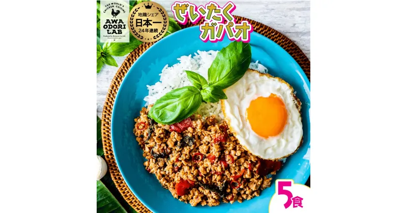 【ふるさと納税】ガパオライス 阿波尾鶏 ぜいたくガパオ 5食入 130g×5パック 国産 鶏肉 地鶏 エスニック 常温 レトルト 父の日