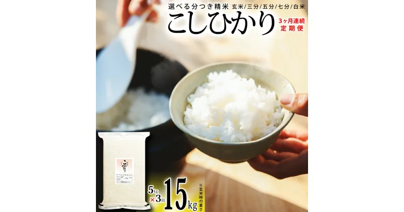 【ふるさと納税】 こしひかり 玄米時重量 5kg×3回 3ヶ月連続 定期便 玄米時重量15kg 分づき米 対応可 真空パック コシヒカリ 米 簡易梱包 エコ梱包 分つき米 分付き米 ぶづきまい 白米 七分づき 7分づき 五分づき 5分づき 三分づき 3分づき 玄米