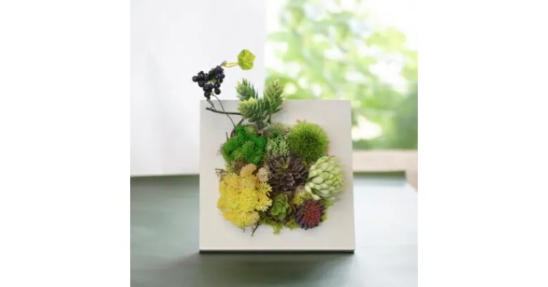 【ふるさと納税】アーティフィシャルプランツ　多肉植物のフレームフェイクグリーン(卓上・壁掛両用)【1220983】